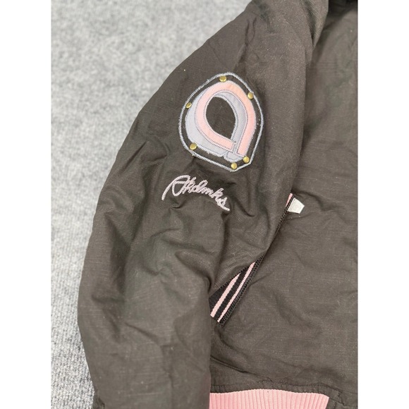 Akdmks Vintage Black Pink Quilted Hooded Bomber Jacket‎ Varsity Style Women's M - Picture 5 of 14